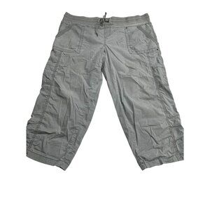 Khakis & Company Womens Gray Capri Pants Size 18 Drawstring Waist Stretch Casual